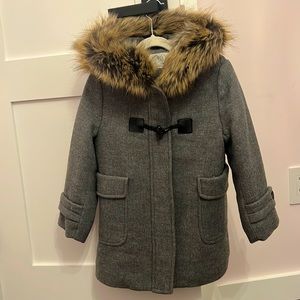 Zara Dressy Coat with hood, faux fur trim clearance
